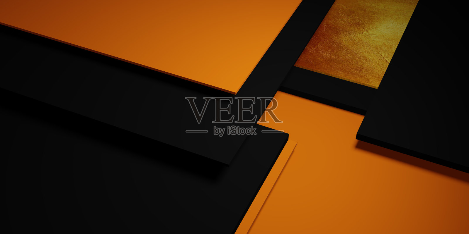 金色叶子纹理背景黑色和黄色框架地板层次优雅强大的3d插图照片摄影图片