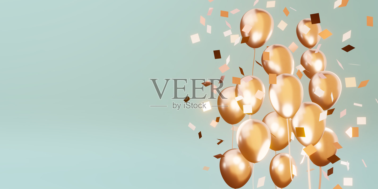 背景彩色气球和彩带特别的日子背景3D插图照片摄影图片