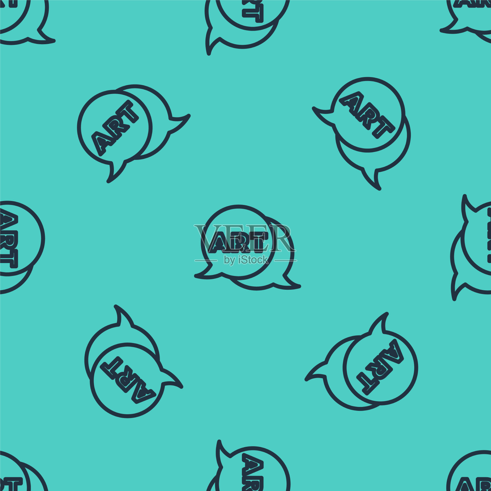 黑线语音气泡与文字艺术图标插画图片素材