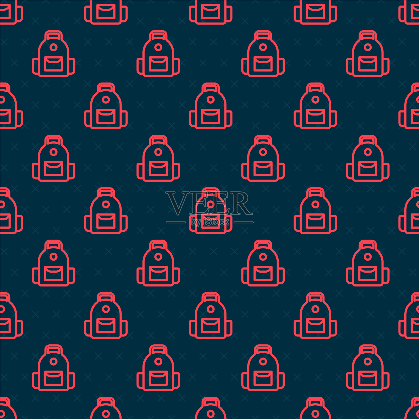 红色线学校背包图标孤立无缝插画图片素材