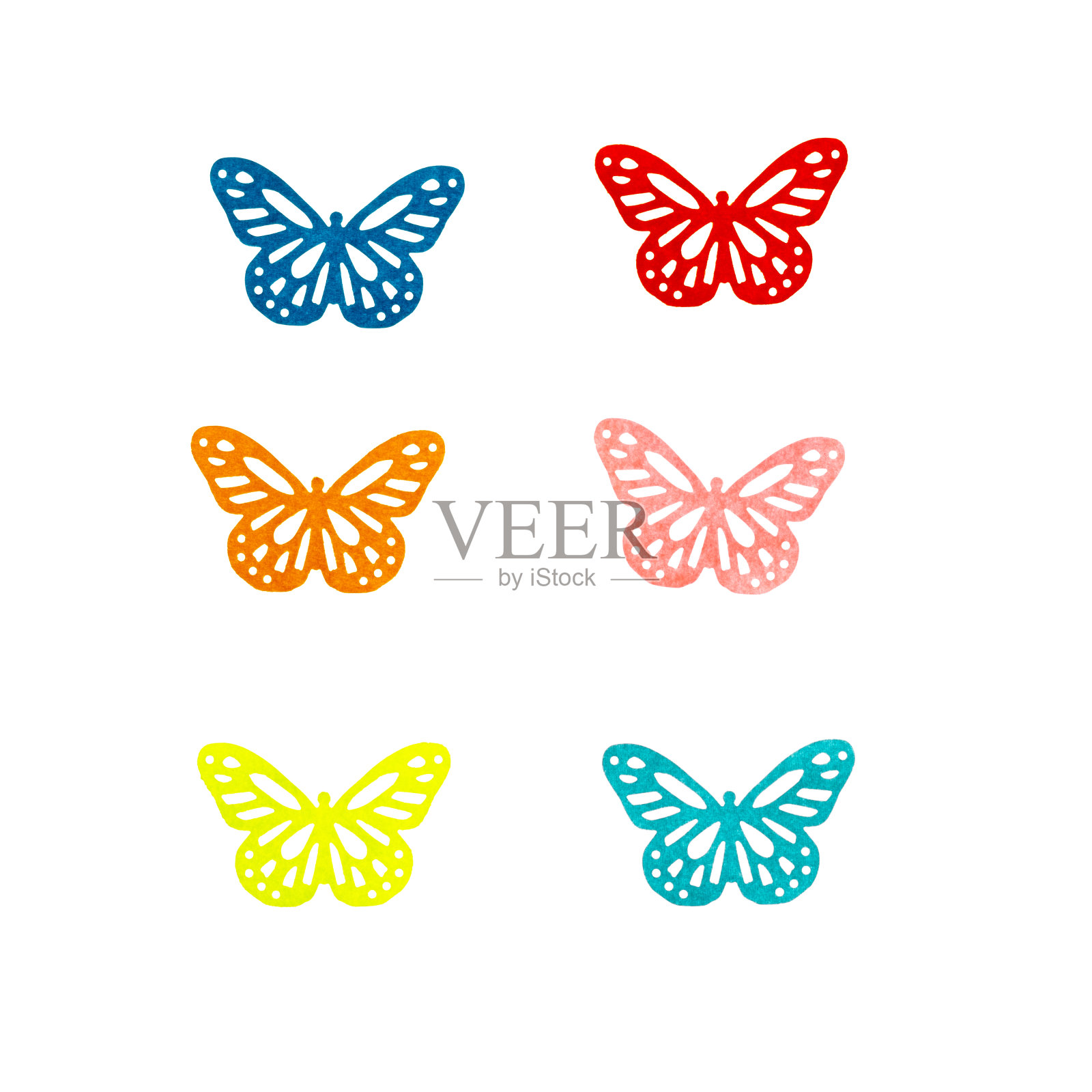 在白色背景上孤立的纸蝴蝶照片摄影图片