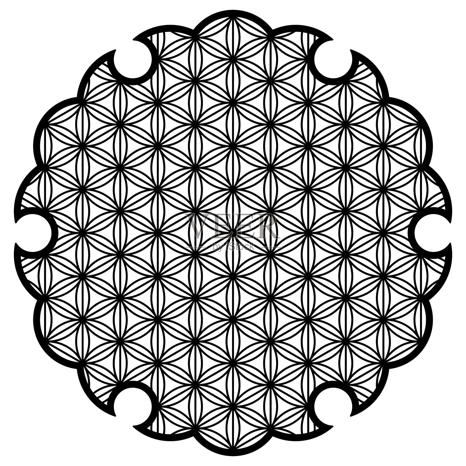 日本风格的樱花与图案插画图片素材