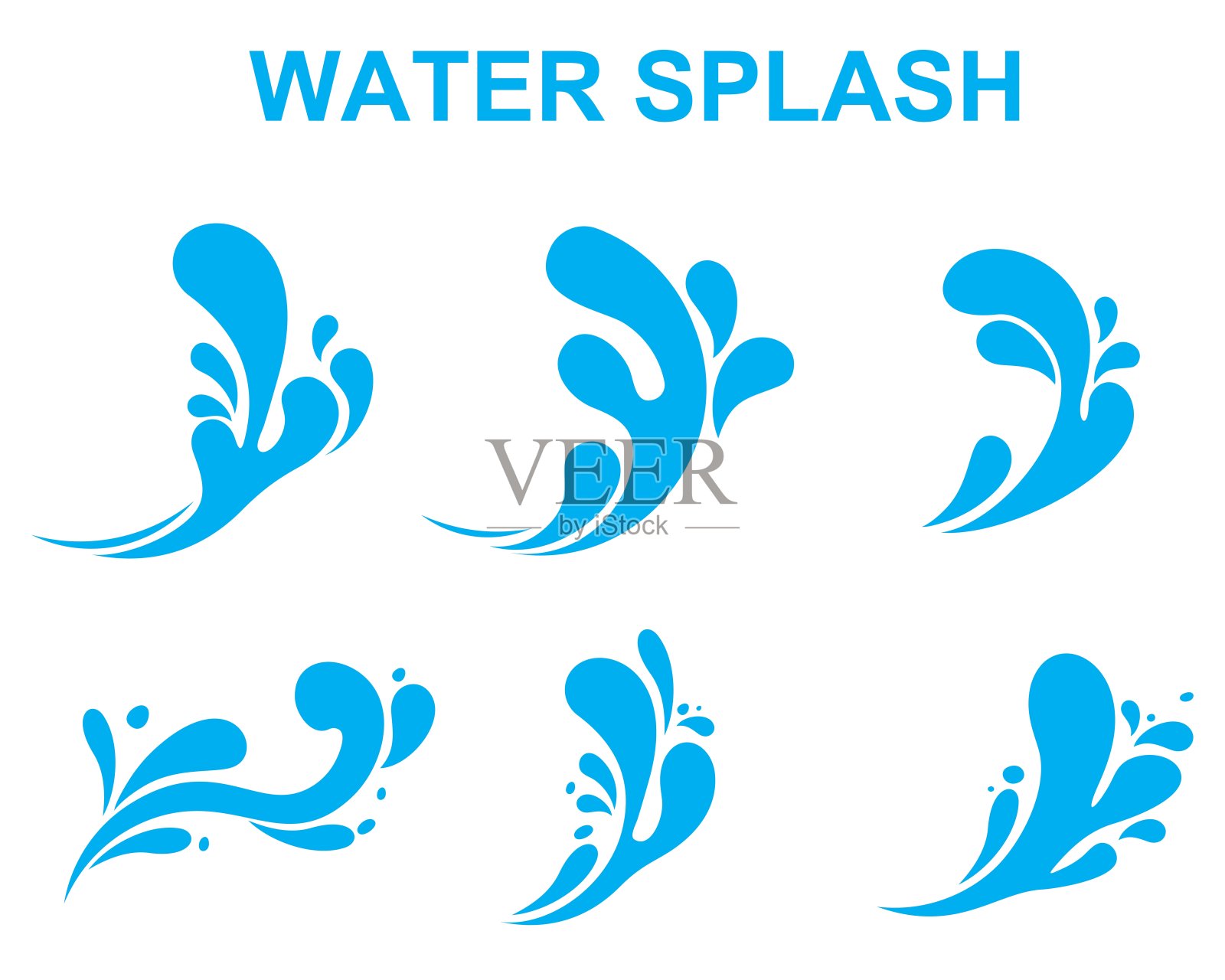 水飞溅图标平面和简单的符号。矢量图设计元素图片
