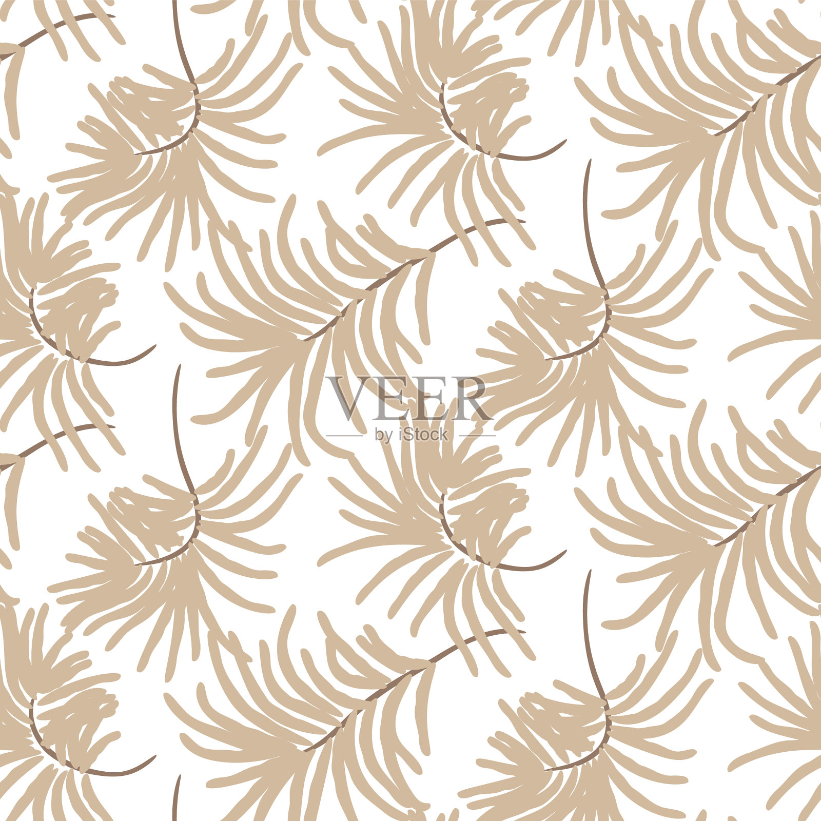 无缝热带叶，春季格局轻沙质插画图片素材
