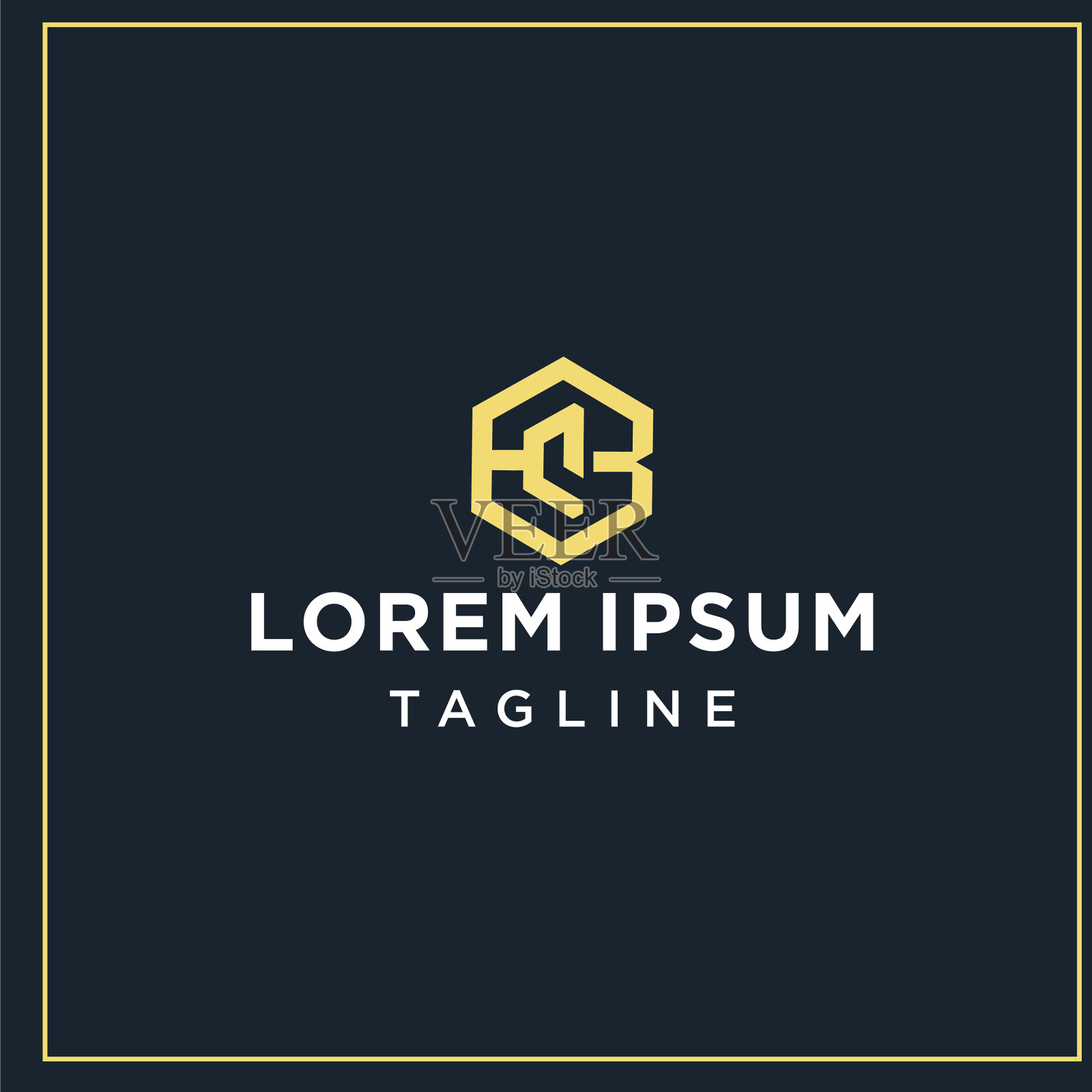 Bl或lb六角标志插画图片素材