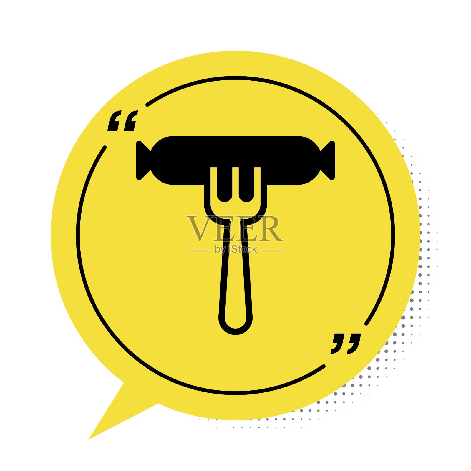 叉上的黑色香肠图标孤立在白色上插画图片素材