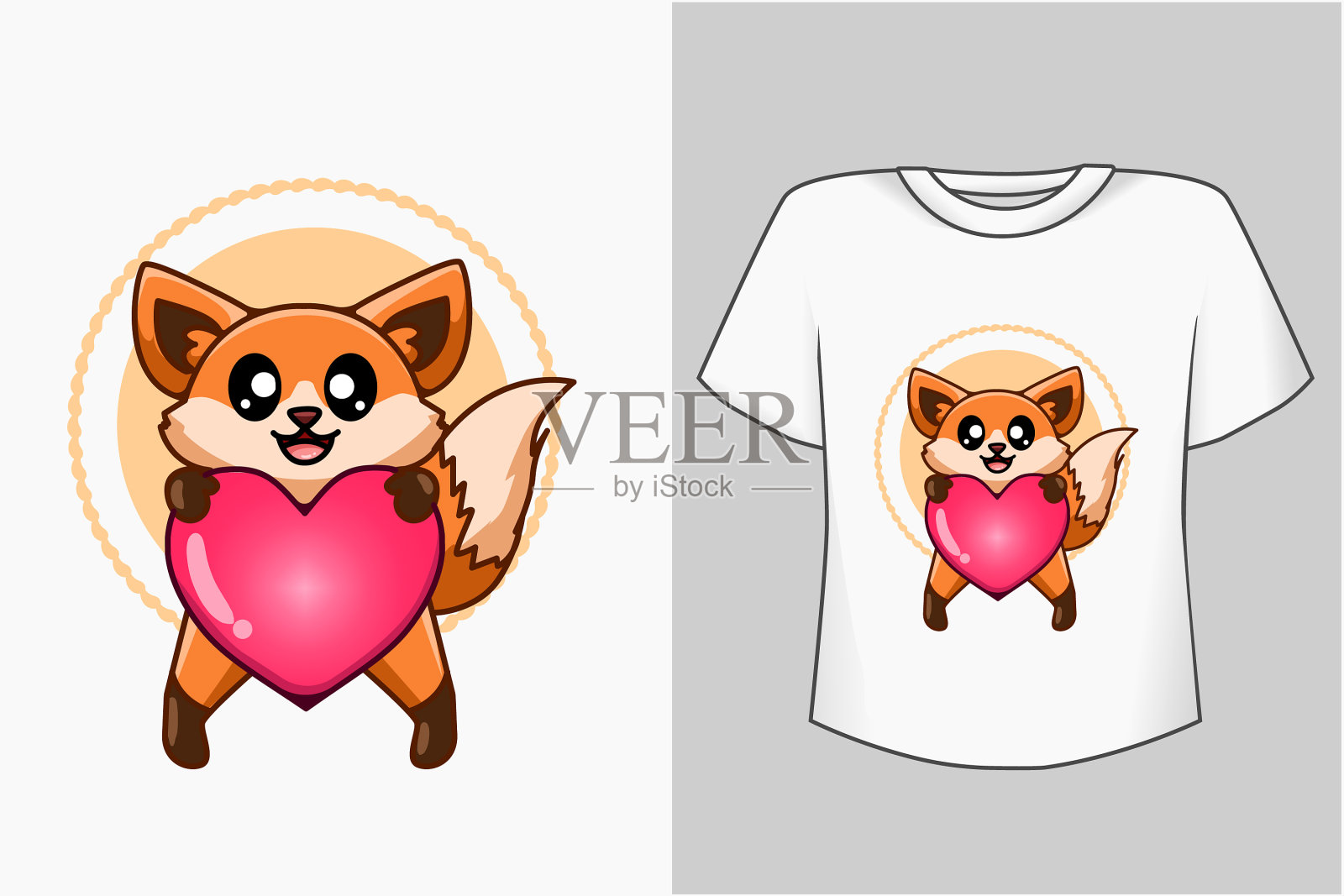 模仿小狐狸与爱的卡通设计元素图片