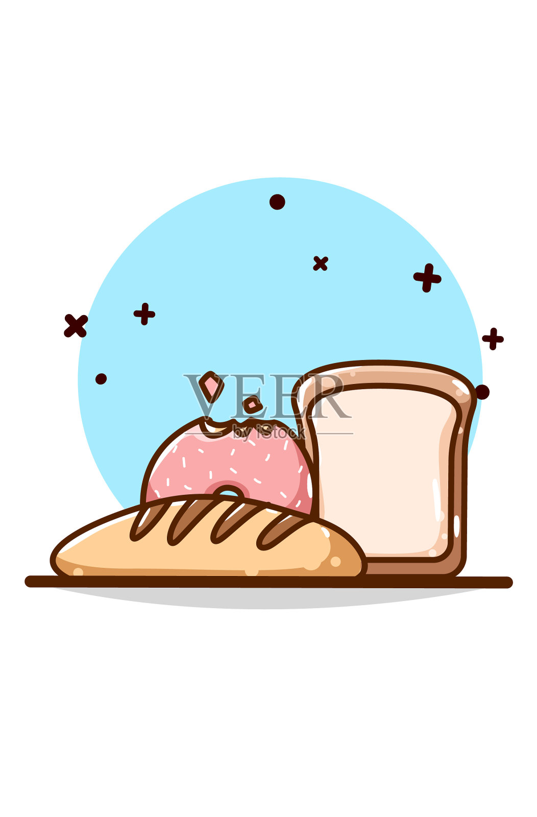 一个面包和甜甜圈插画图片素材