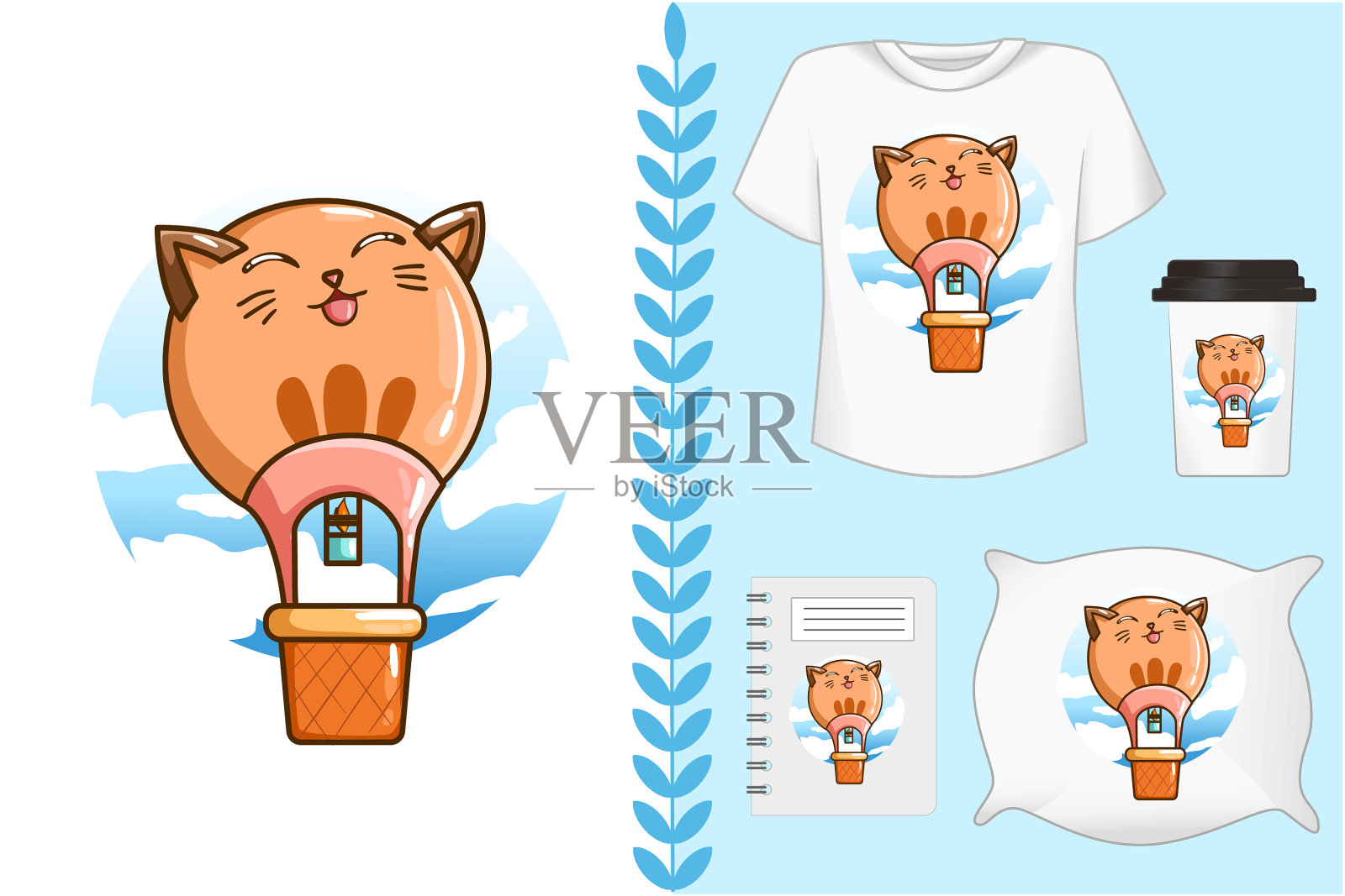 模型设置了一个气球猫的形状插画图片素材