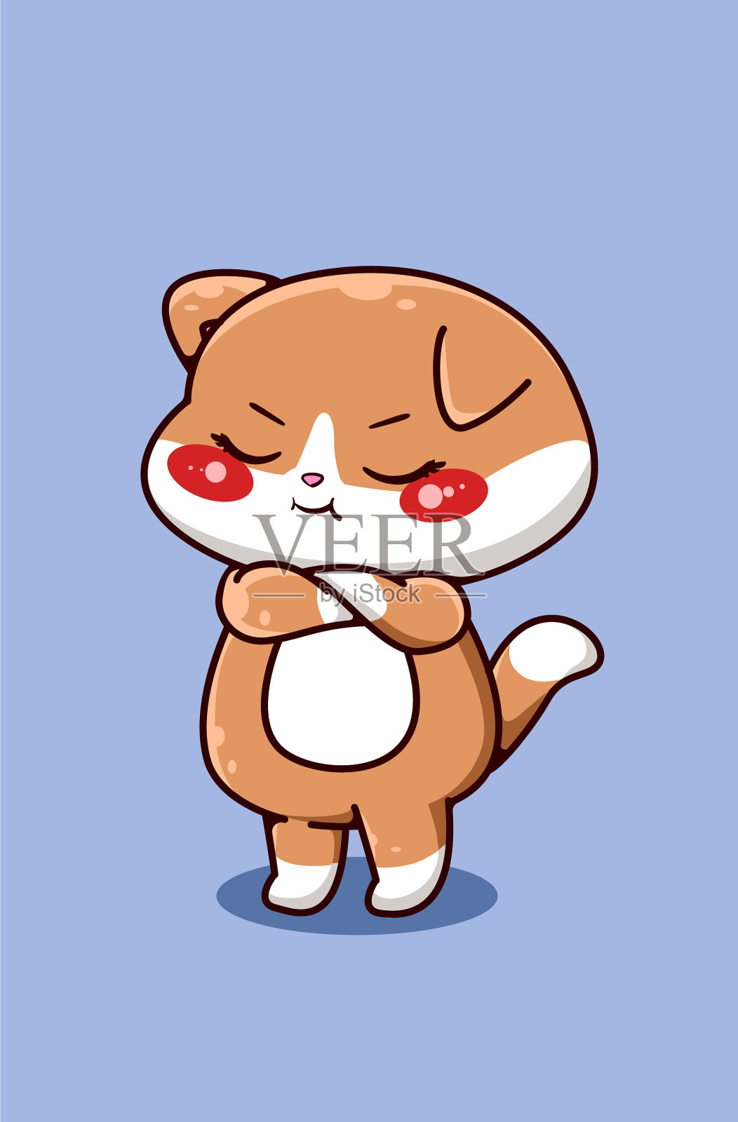 可爱和生气的小猫卡通插画图片素材