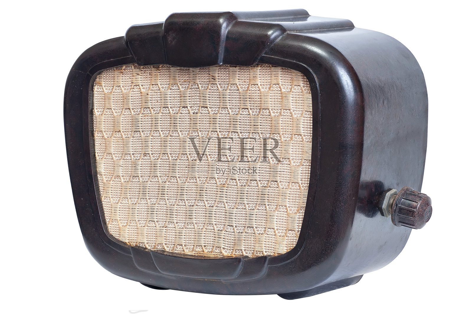 复古收音机扬声器隔离在白色背景照片摄影图片