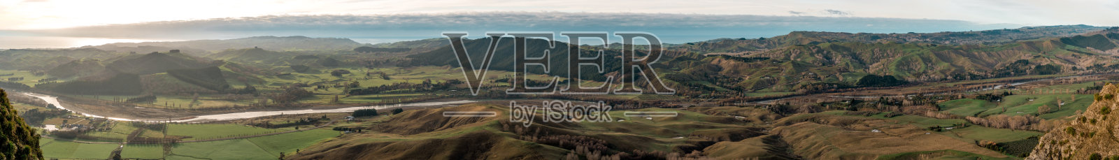 新西兰霍克湾山谷的全景照片摄影图片