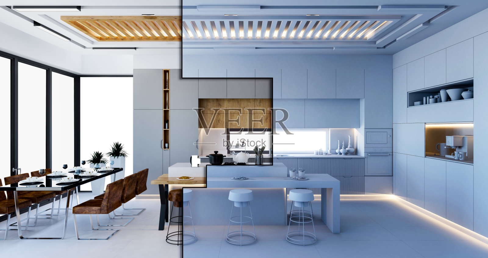 三维现代厨房图照片摄影图片