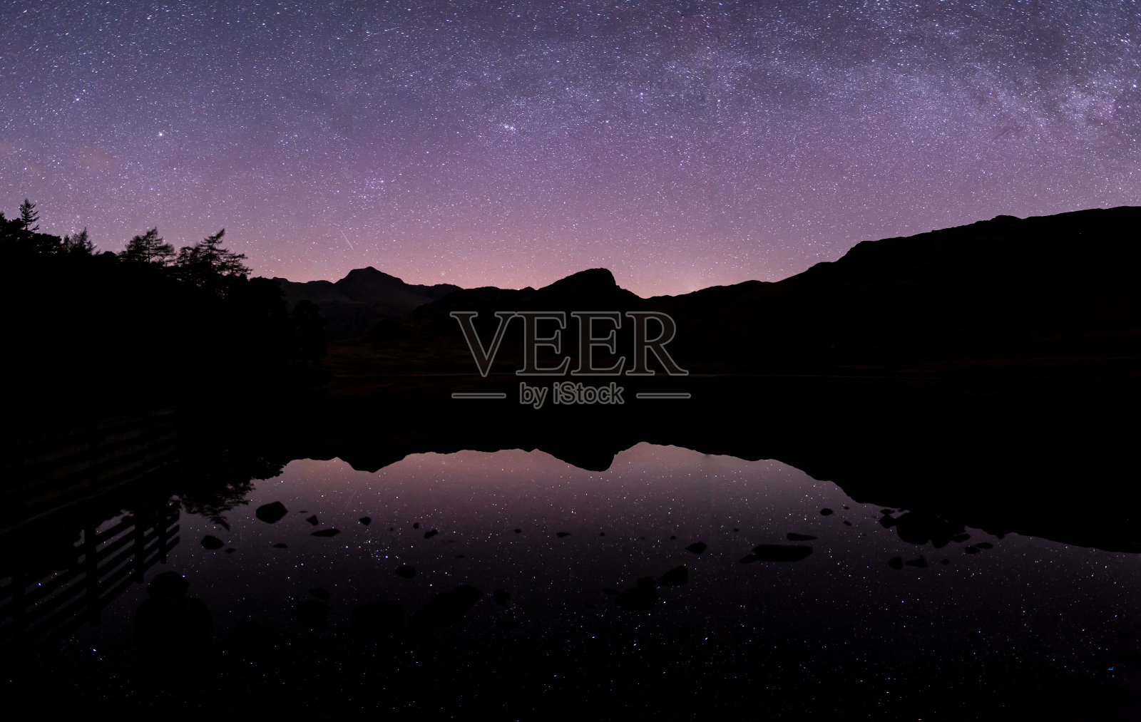 英国湖区比利塔恩上空的夜空全景照片摄影图片