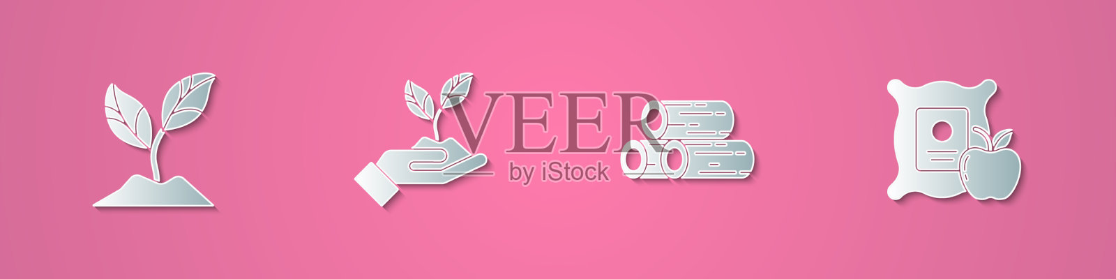 集剪纸厂于手环保图标素材