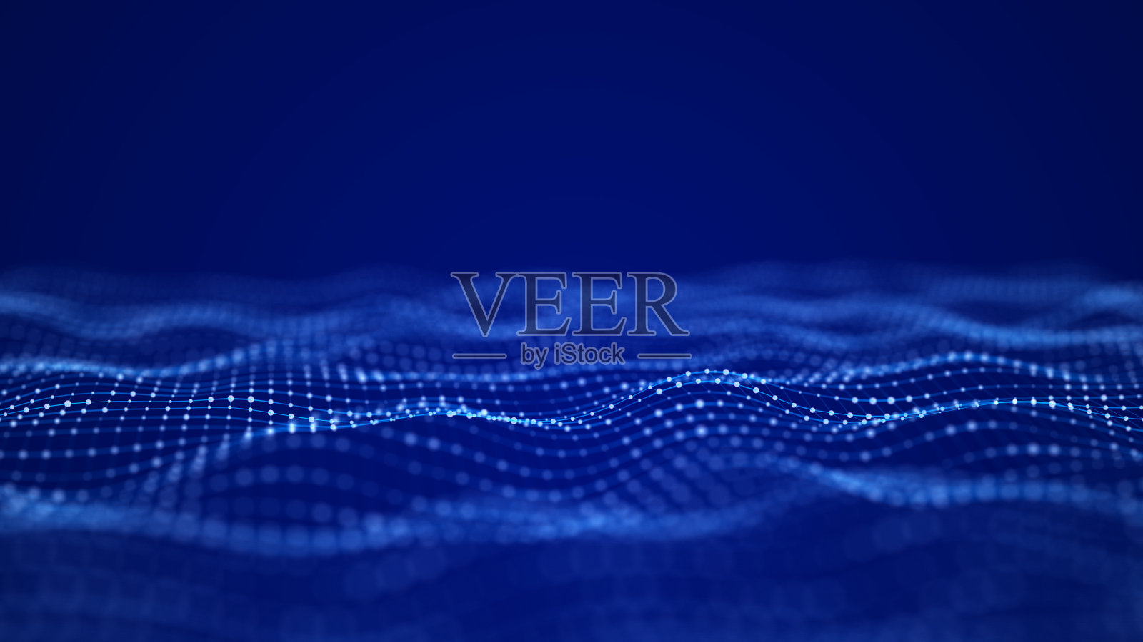 抽象点的背景。大数据可视化。未来动态波浪在蓝色背景。3 d渲染。照片摄影图片