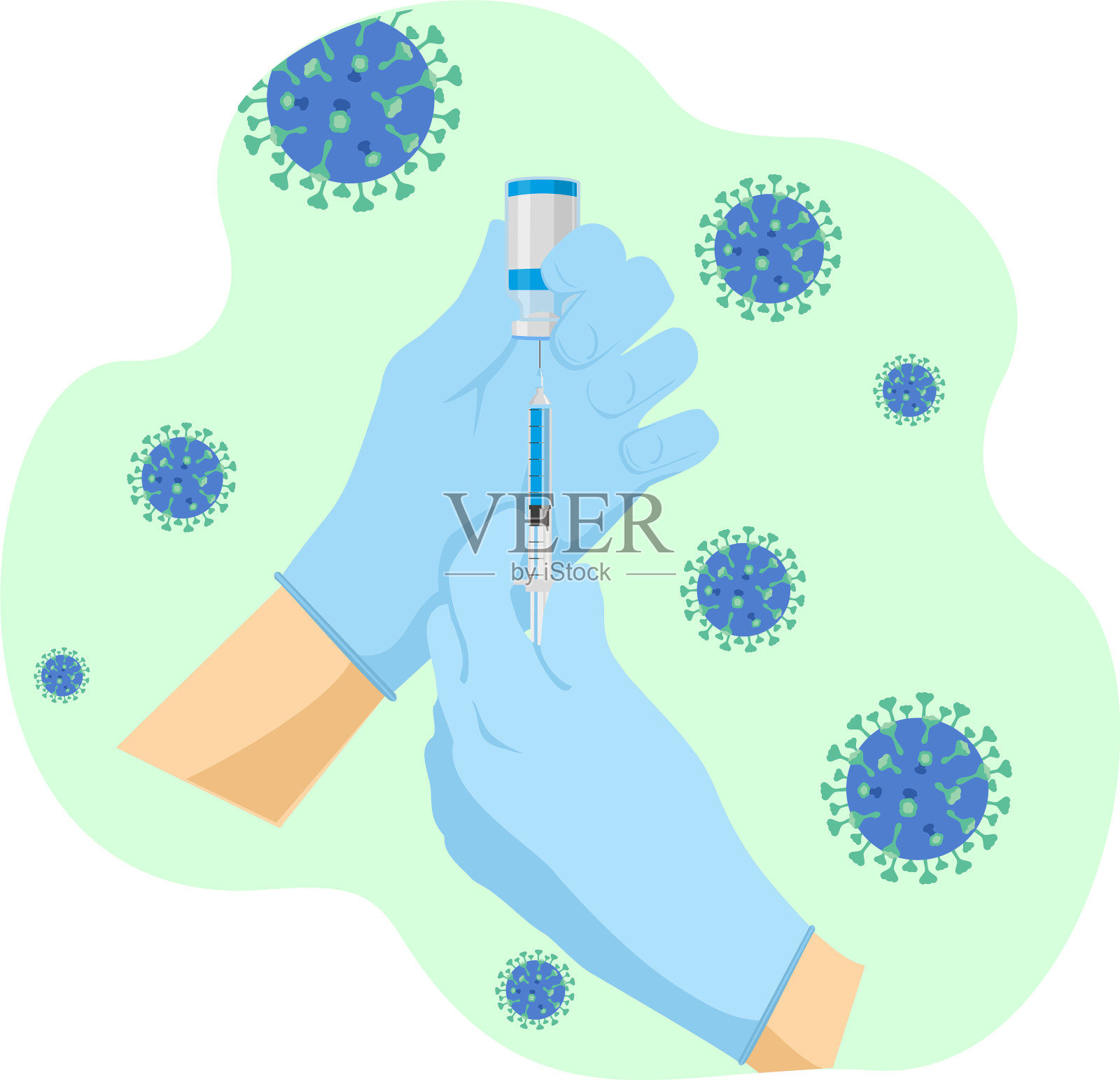 新型冠状病毒疫苗的开发和创造插画图片素材