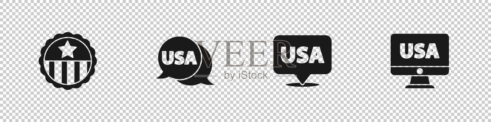 Set medal with star USA label独立日图标素材