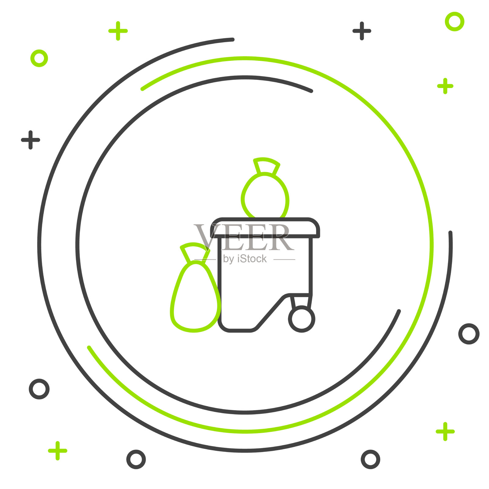 排队垃圾桶满是垃圾图标插画图片素材