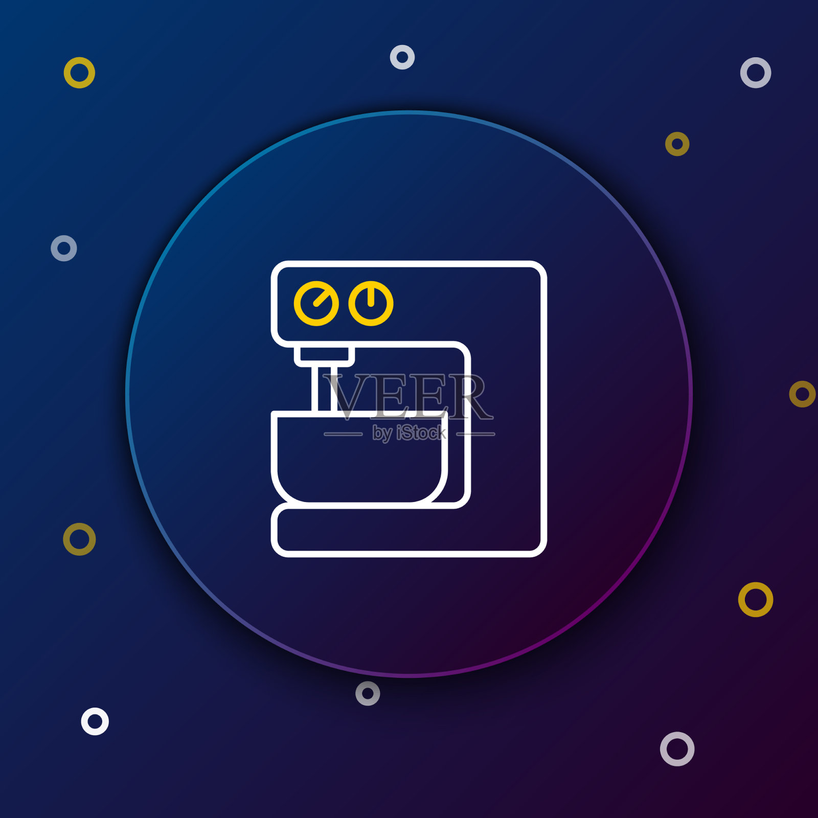 线路电动混合器图标隔离在蓝色插画图片素材