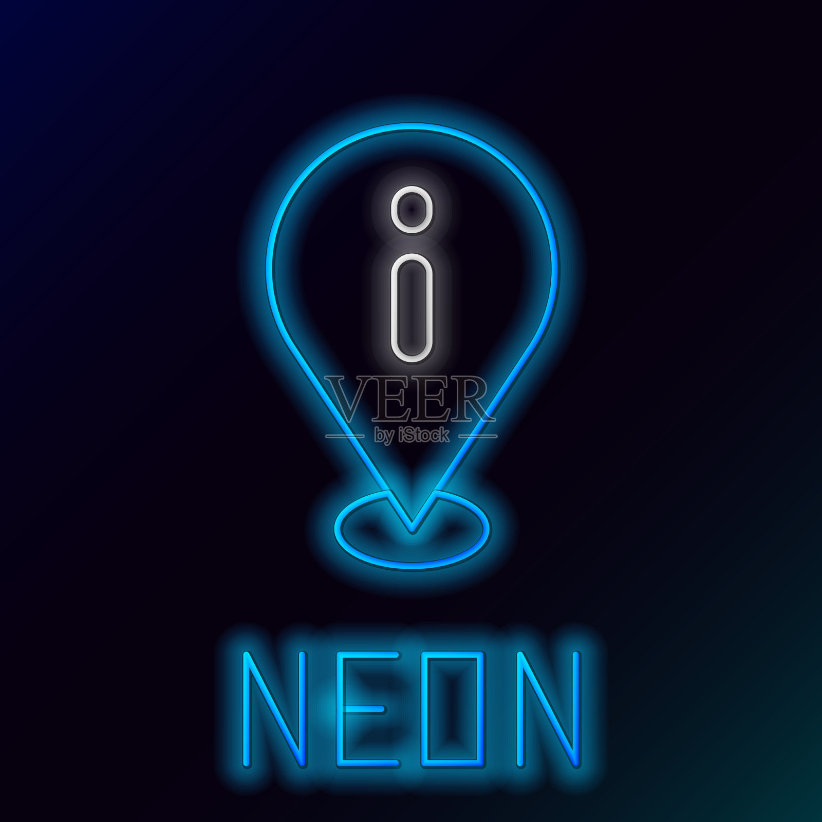 发光的霓虹线位置与信息图标插画图片素材