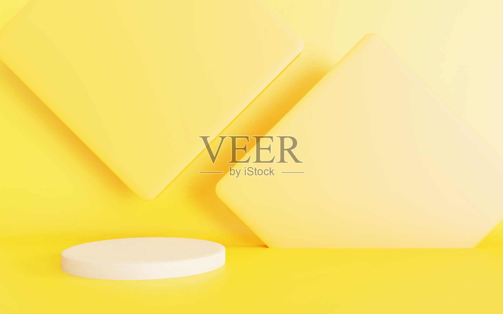 平台最小抽象几何黄色背景的3d渲染。场景广告设计，化妆品广告，展示，展示，技术，食品，时尚，儿童。插图。产品显示照片摄影图片