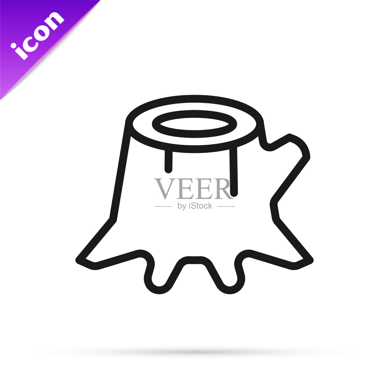 黑线树桩图标孤立在白色插画图片素材