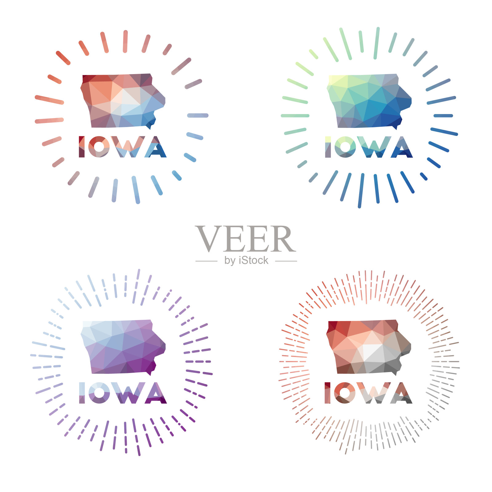 爱荷华州低聚日射集。插画图片素材