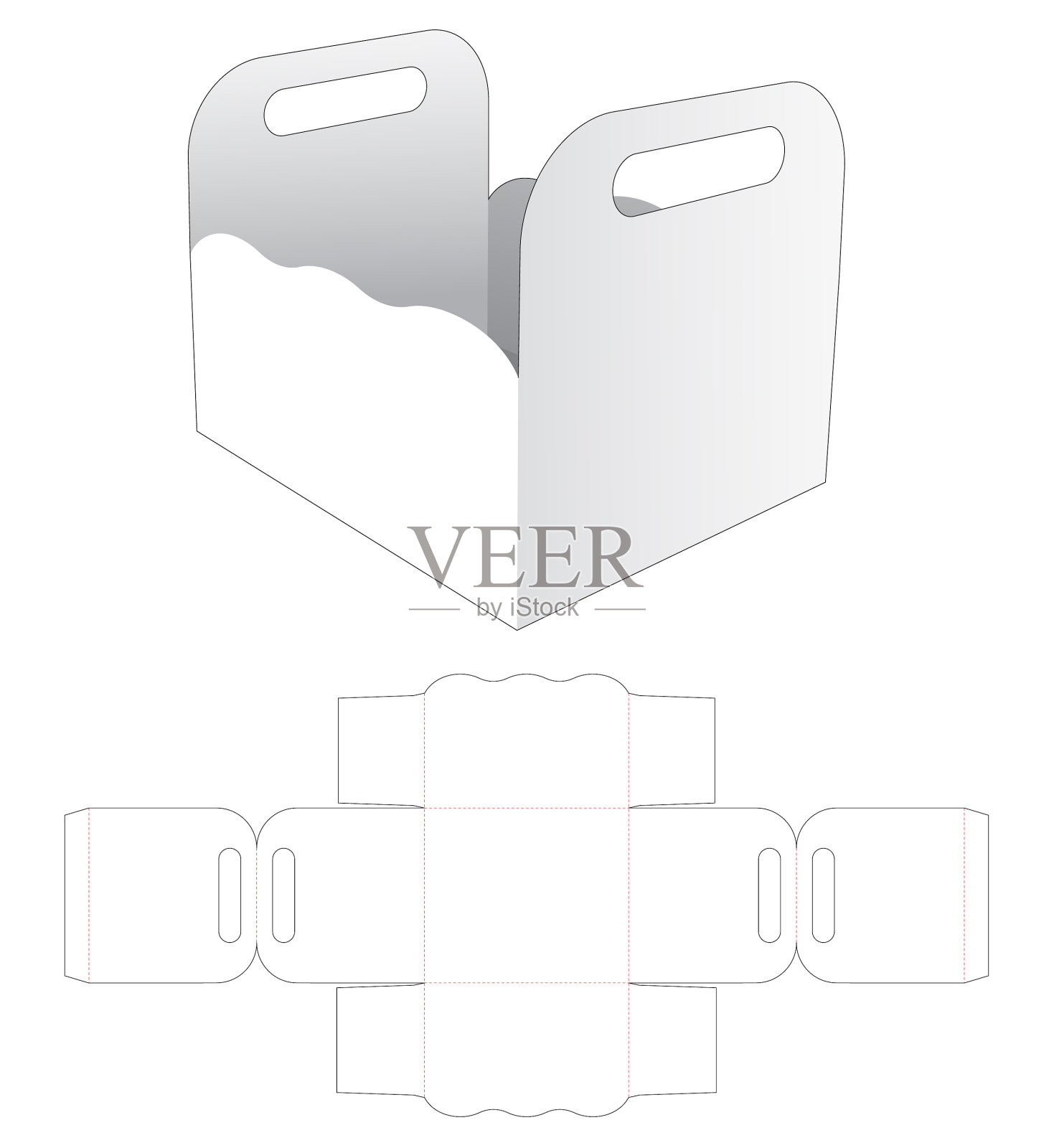 处理碗与弯曲边缘模切模板插画图片素材