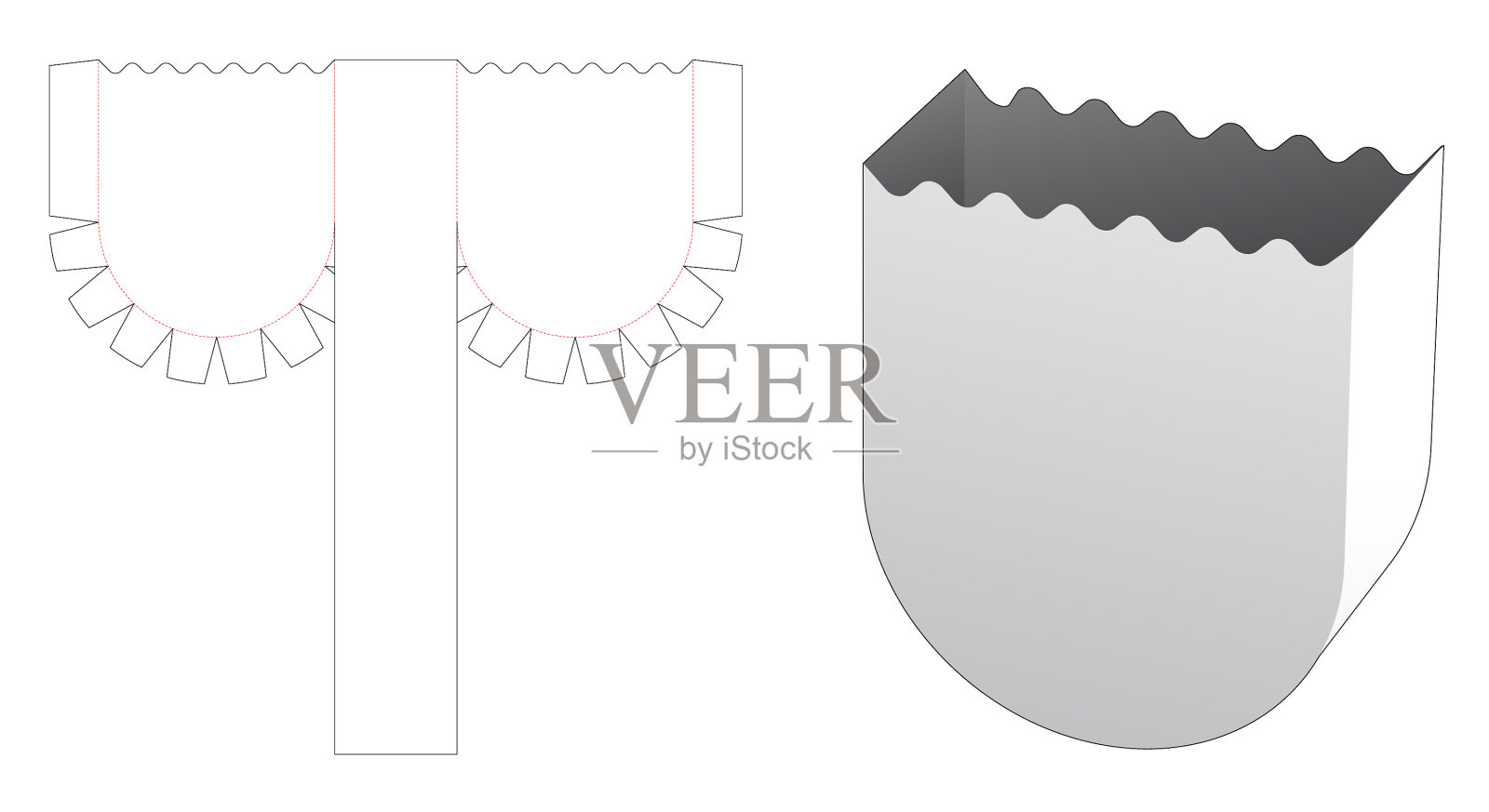 包装容器采用弯边模切插画图片素材