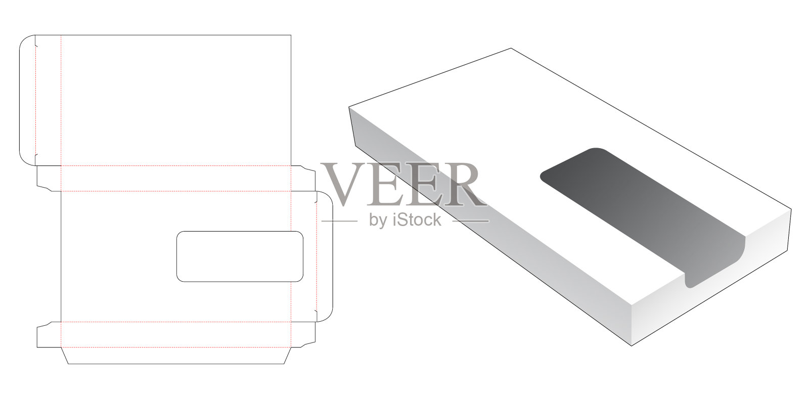 矩形锡包装用模切窗插画图片素材