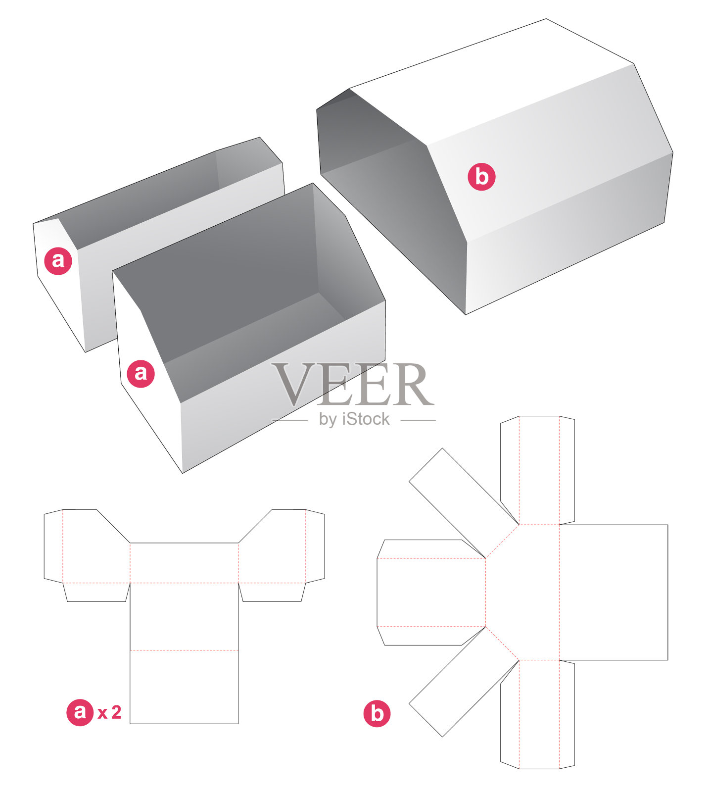 双托盘盖模切模板插画图片素材