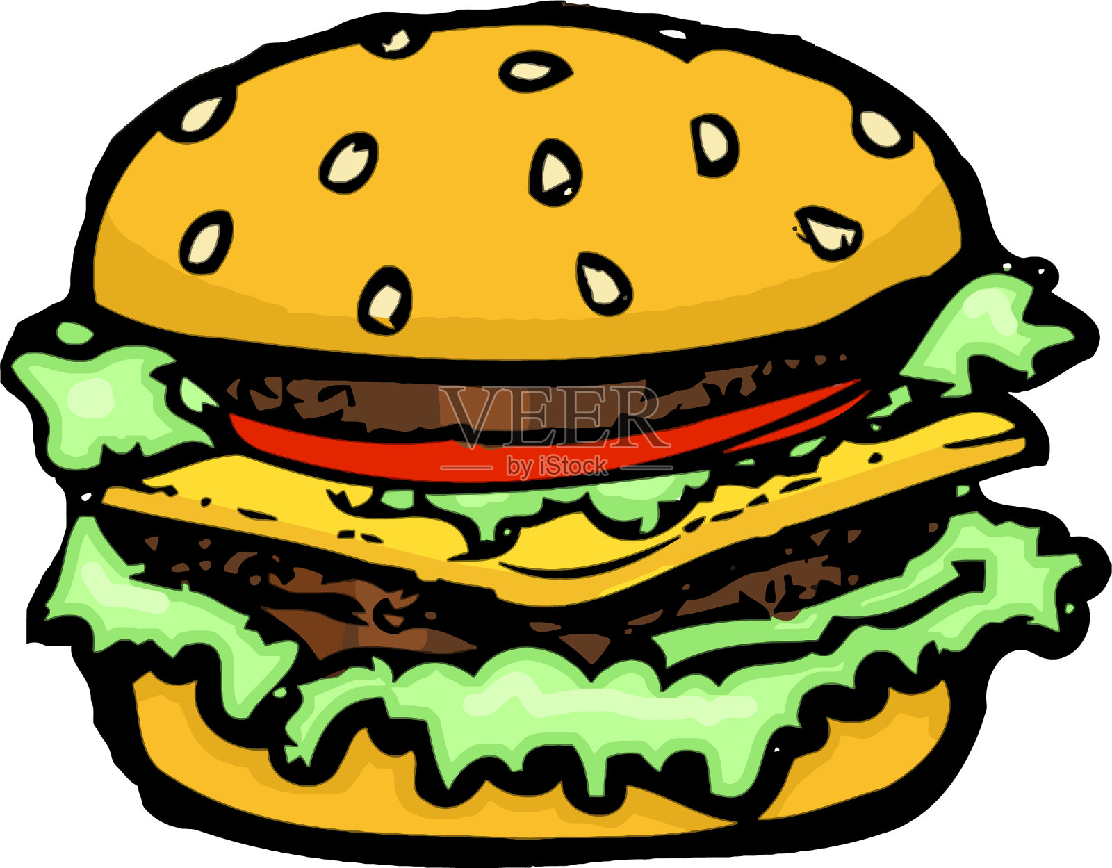 美味的汉堡加很多生菜设计元素图片