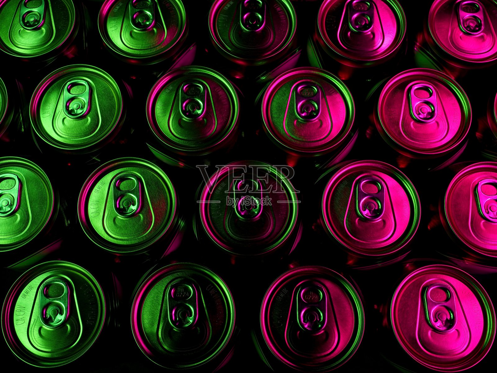 抽象形象的轻涂铝啤酒罐顶部照片摄影图片