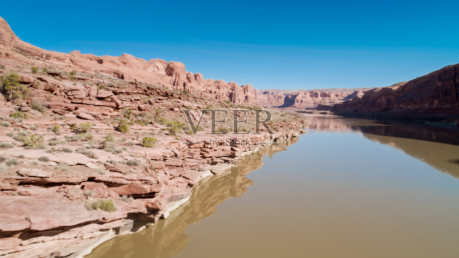 犹他州科罗拉多河-空中照片摄影图片