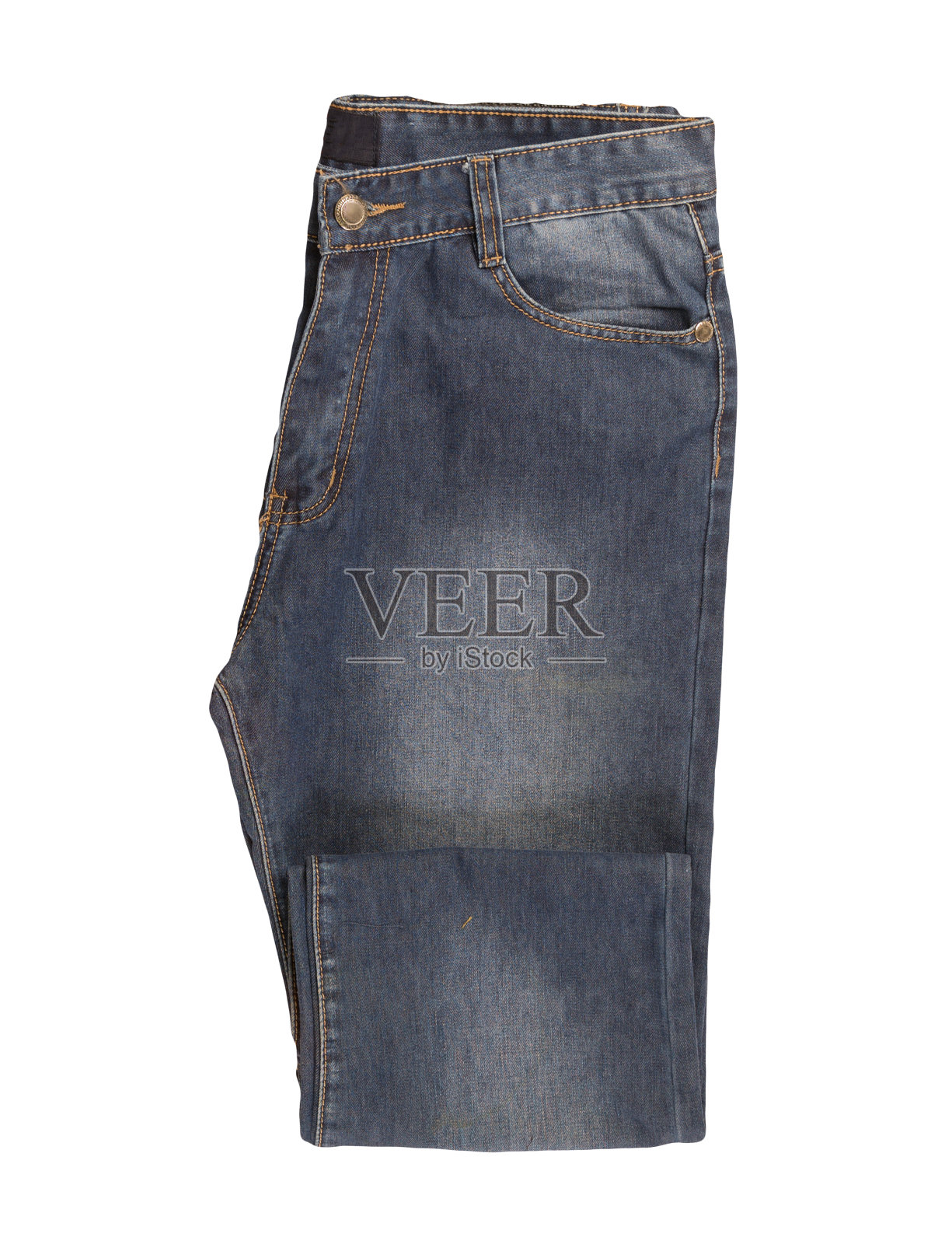 蓝色牛仔裤孤立在白色背景上。漂亮的牛仔裤照片摄影图片