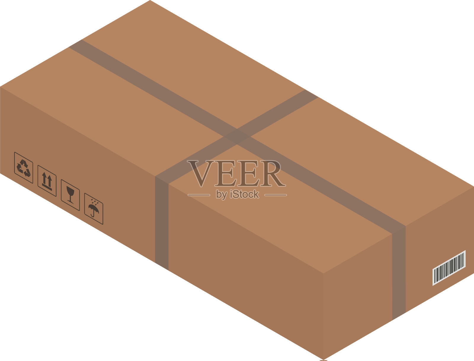 硬纸板棕色盒子，板条箱，三维等距盒子设计元素图片