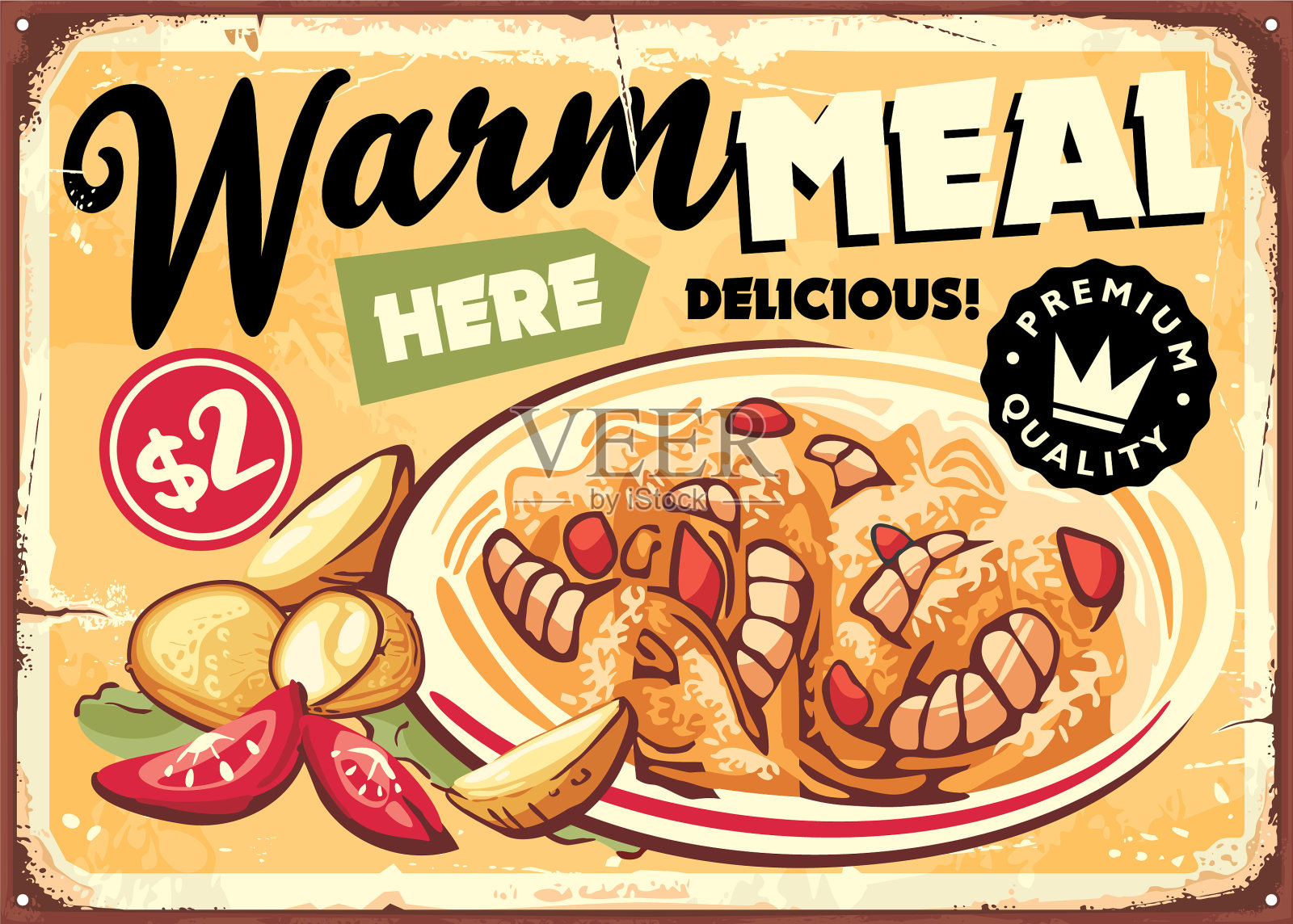 餐馆的招牌上有食物菜单设计模板素材