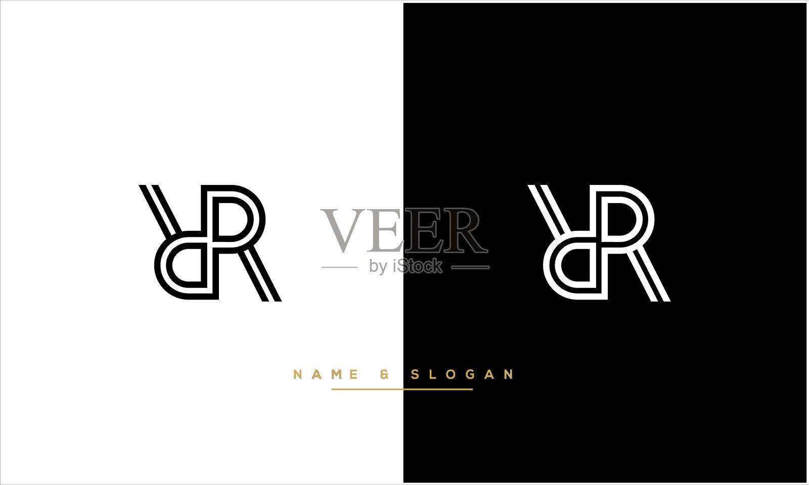 R,RR抽象字母标志组合设计元素图片