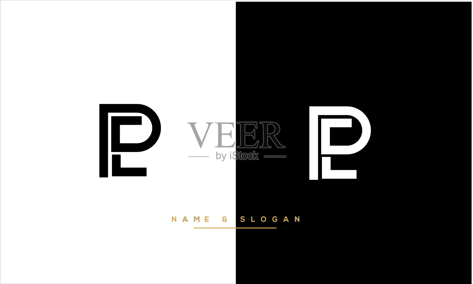 EP、PE抽象字母Logo组合插画图片素材