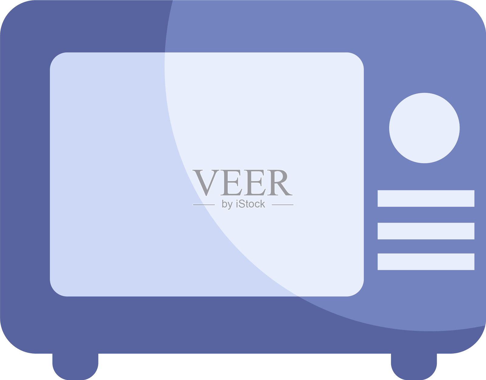 白色背景上的蓝色微波炉插画图片素材