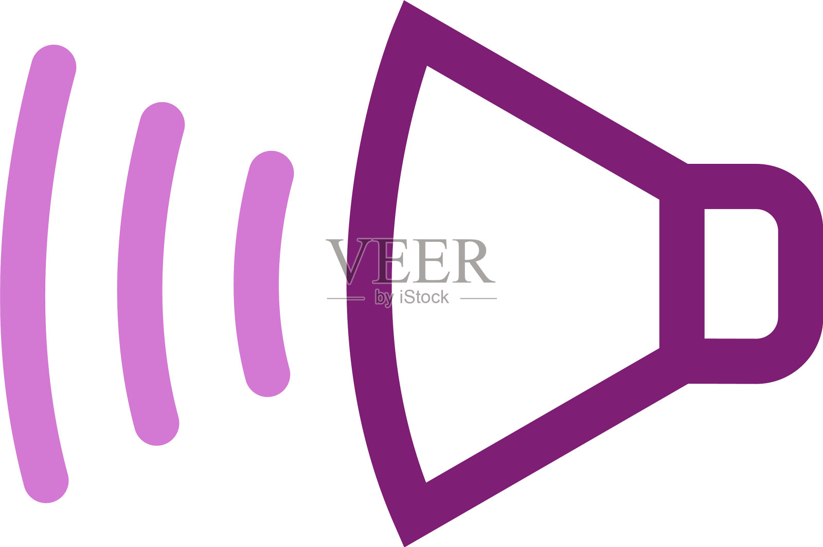 白色背景上的粉色音量调高按钮插画图片素材