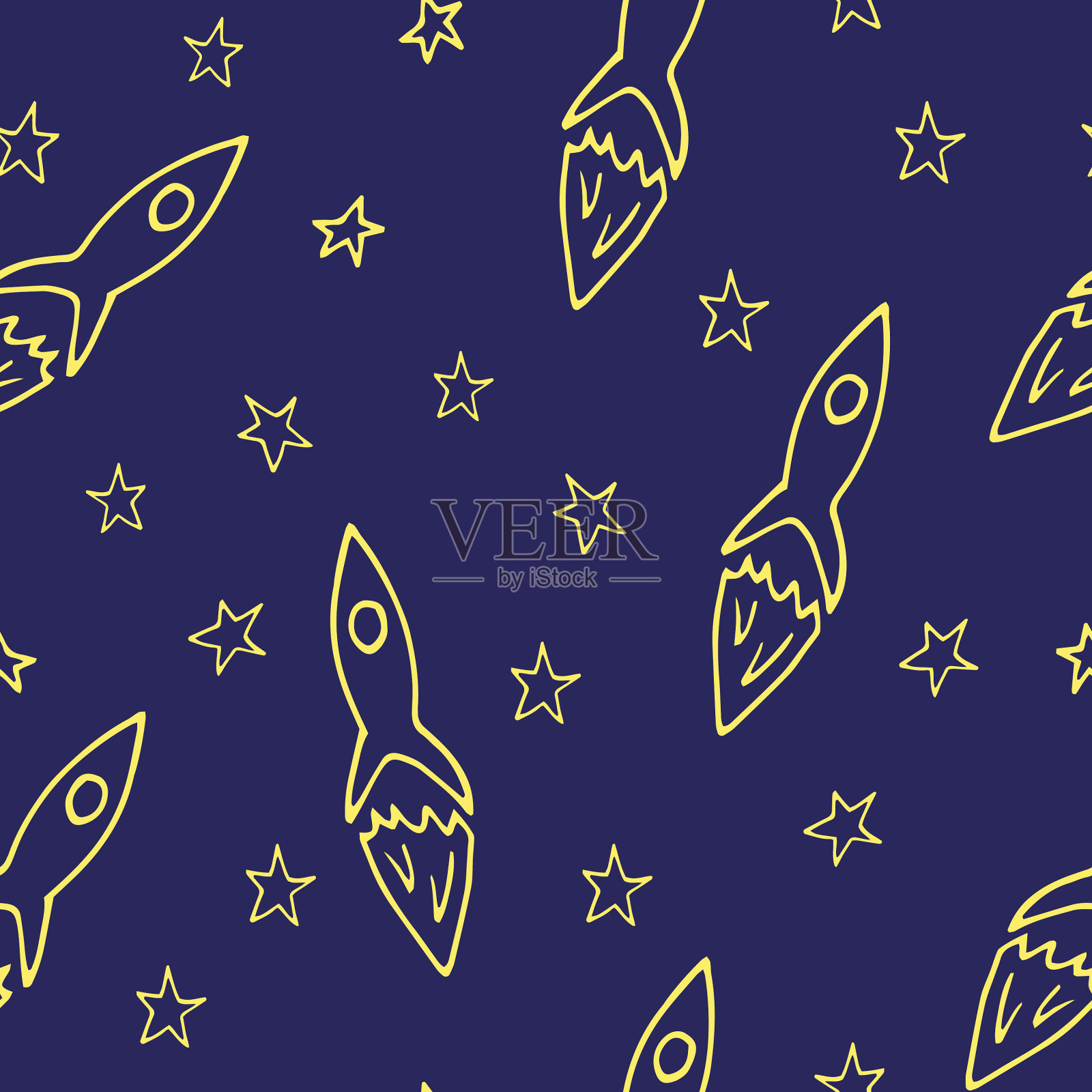 火箭在群星间无缝飞行插画图片素材