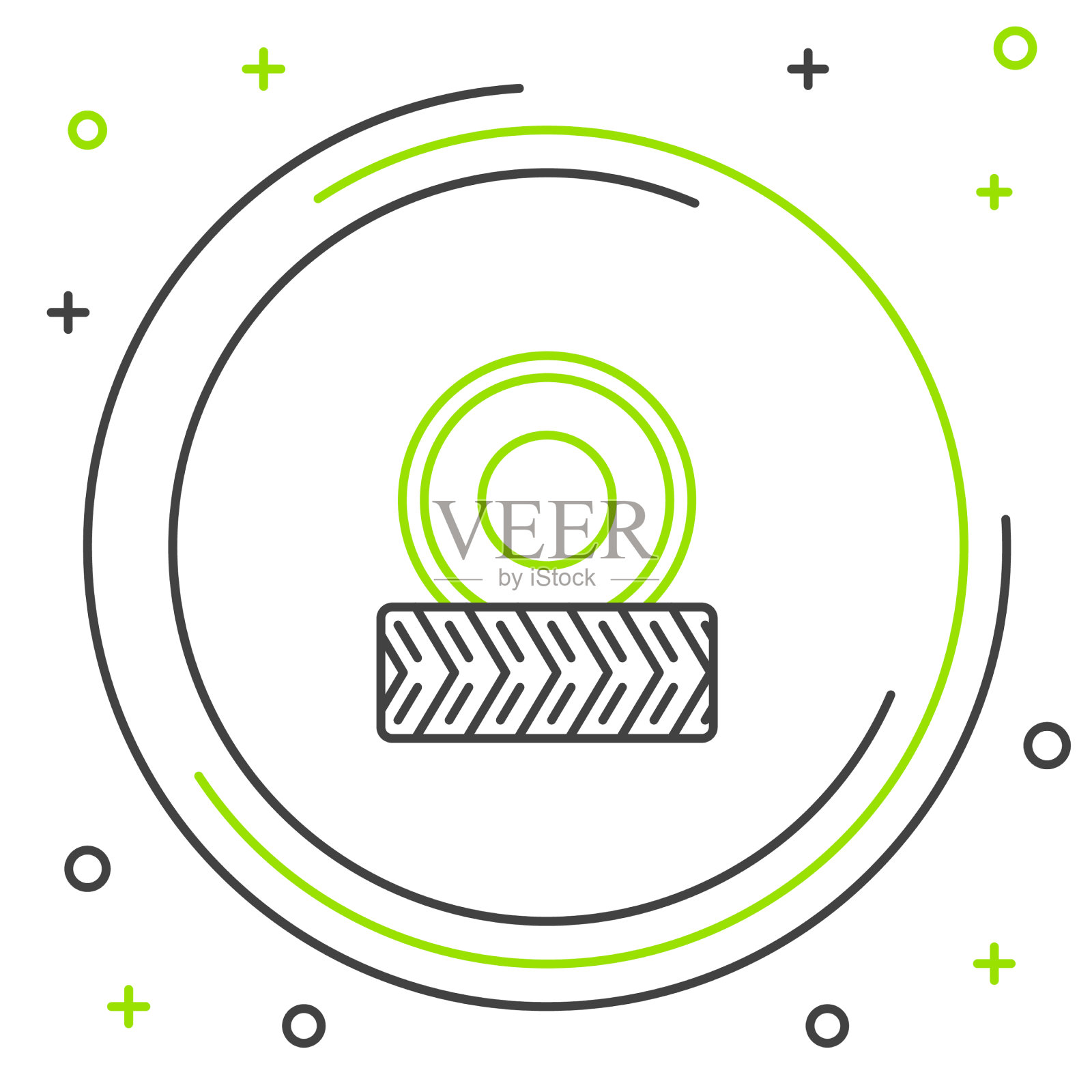 线汽车车轮图标孤立的白色背景插画图片素材