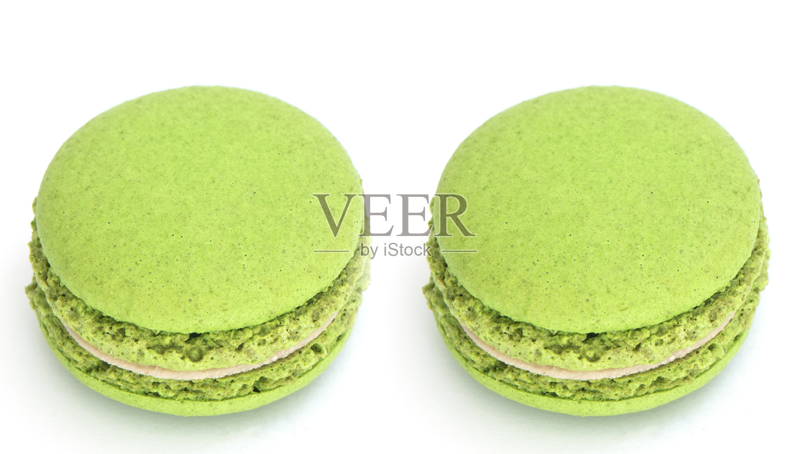 绿茶法式马卡龙。石灰的杏仁饼干蛋糕照片摄影图片