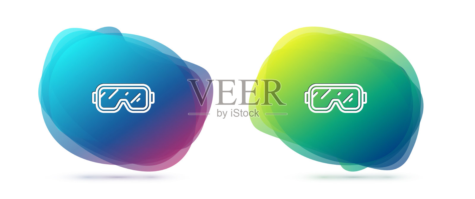 设置线潜水面具图标隔离在白色图标素材