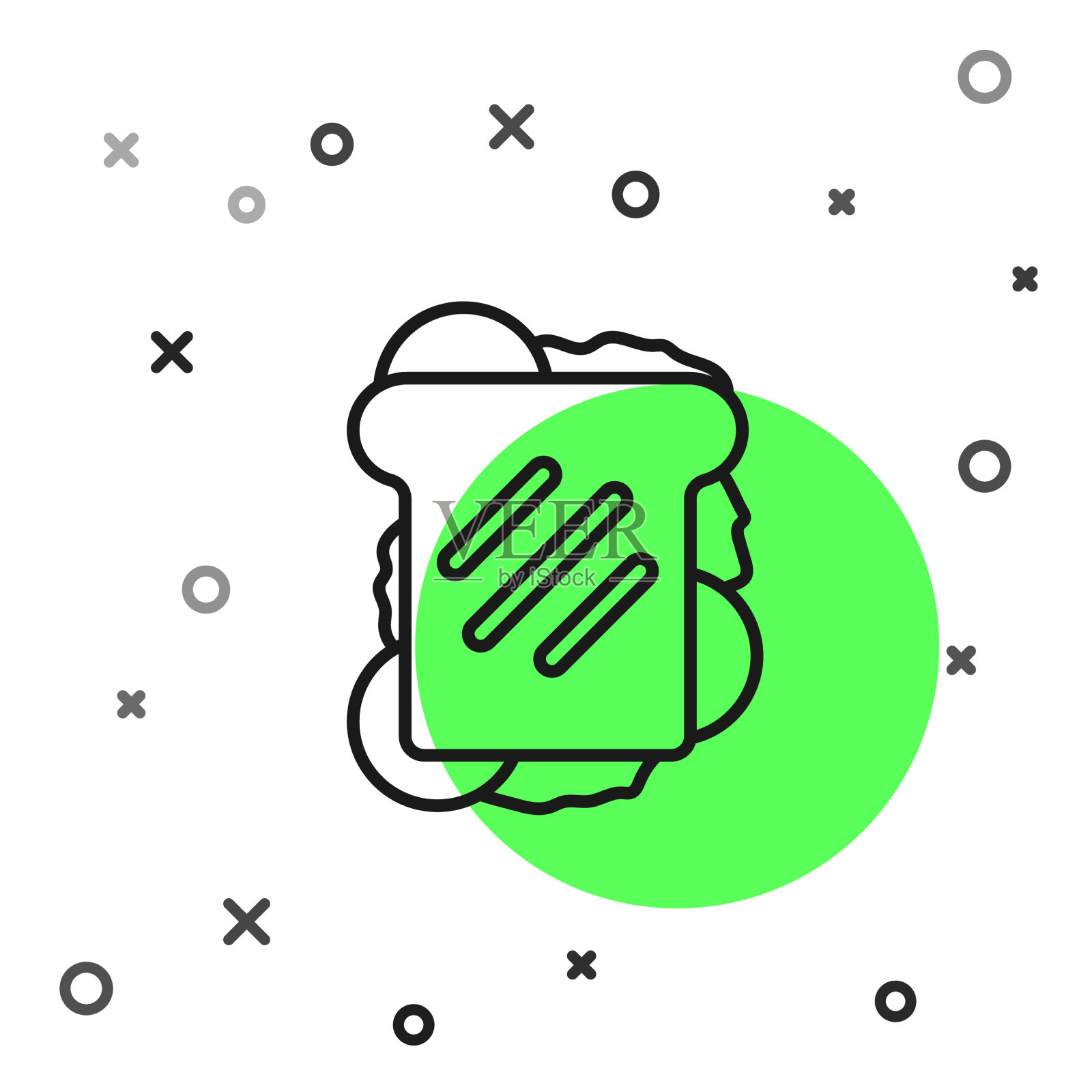 黑线三明治图标孤立在白色上插画图片素材