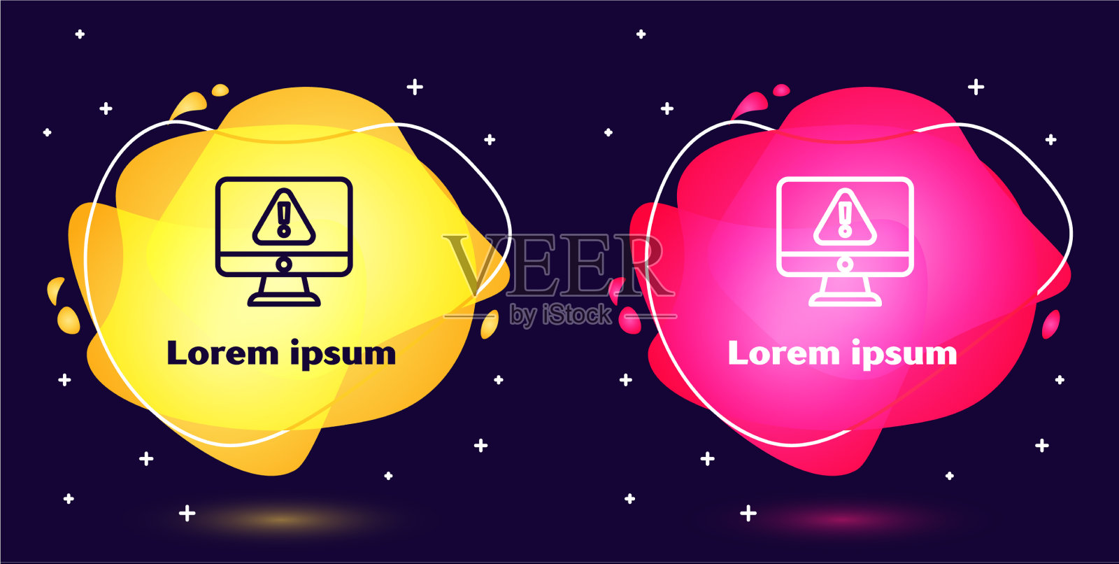 用感叹号设置行计算机显示器图标素材