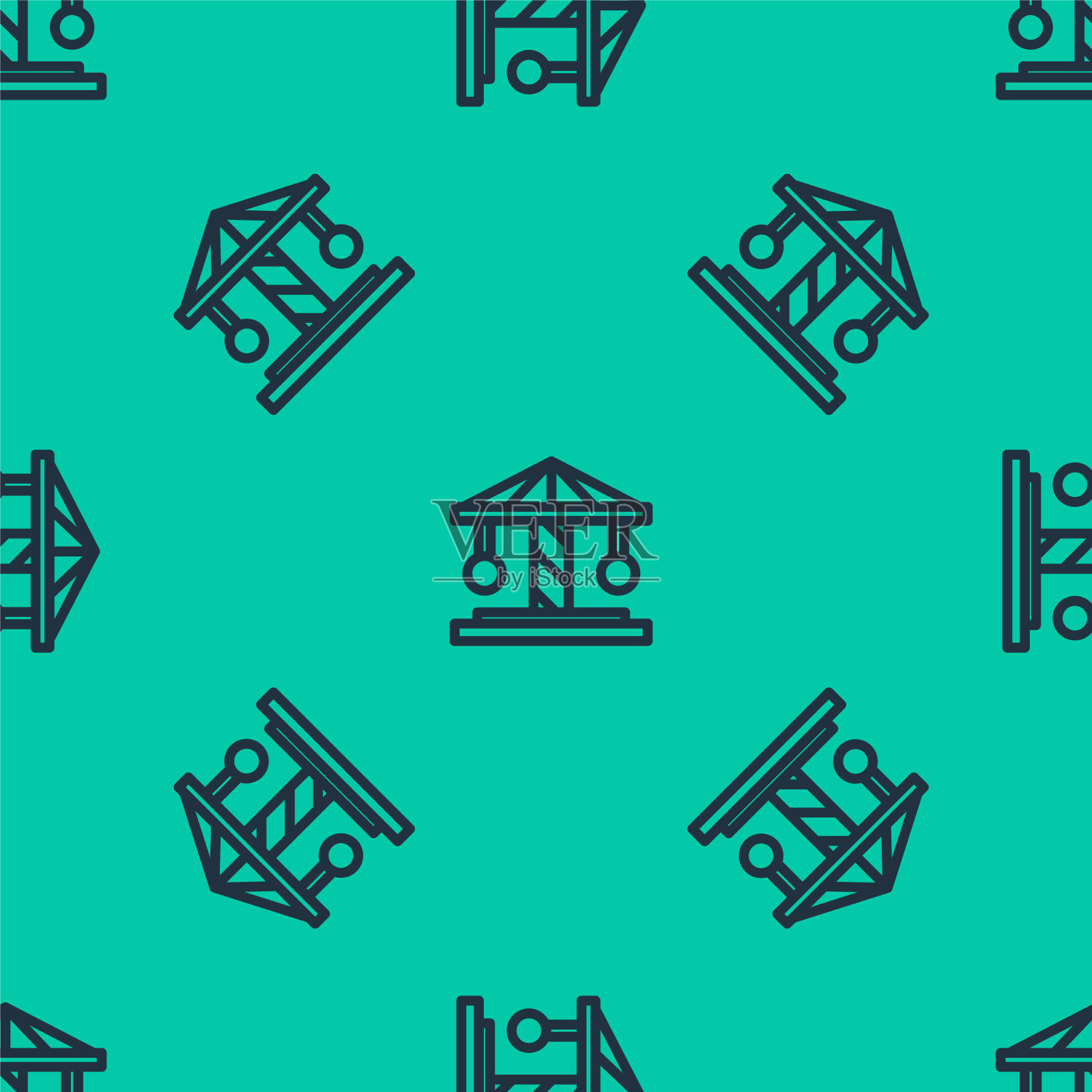 蓝线吸引旋转木马图标孤立插画图片素材