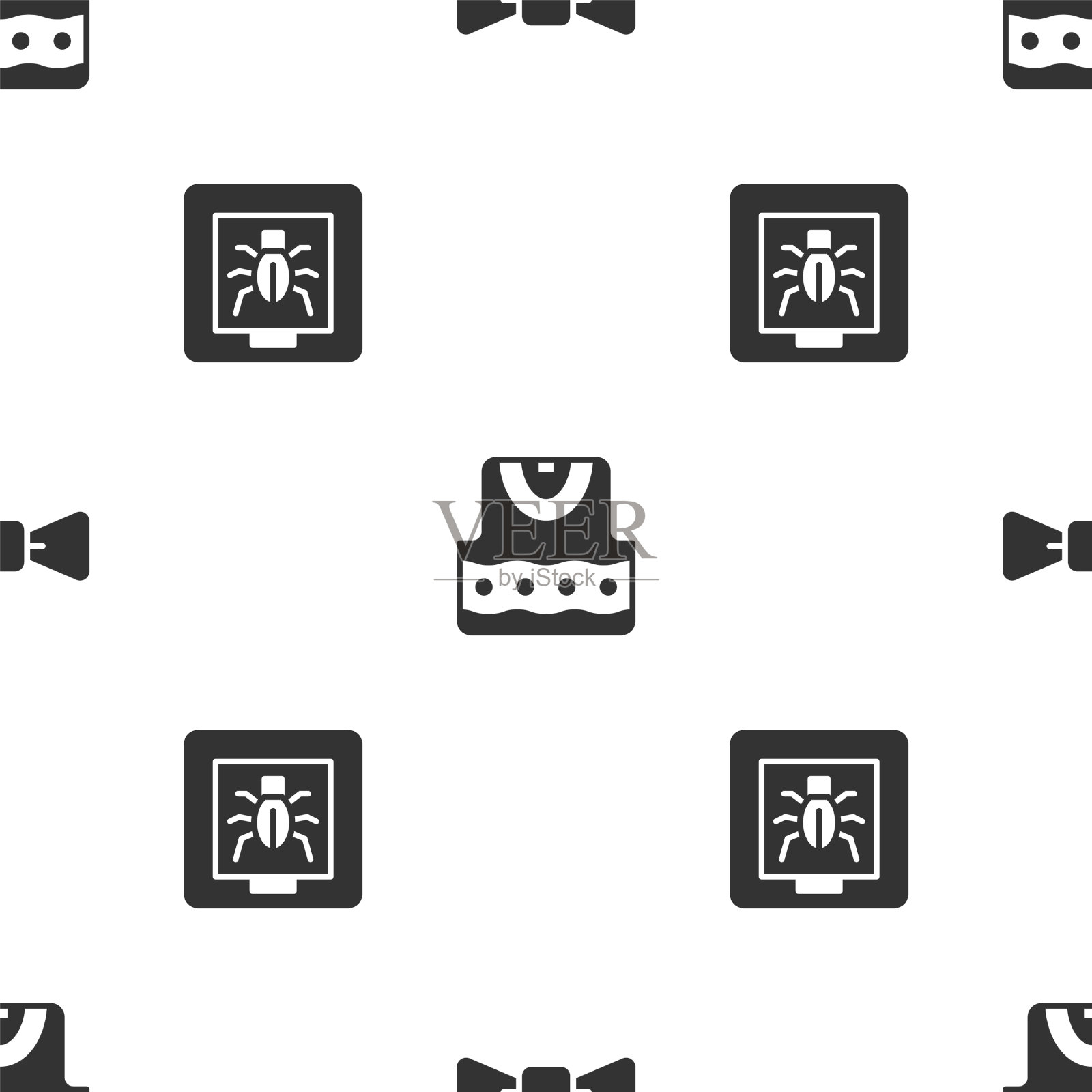 套蝴蝶结背心和昆虫在框架上图标素材